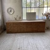 XL oak counter, trade furniture with multi-drawers