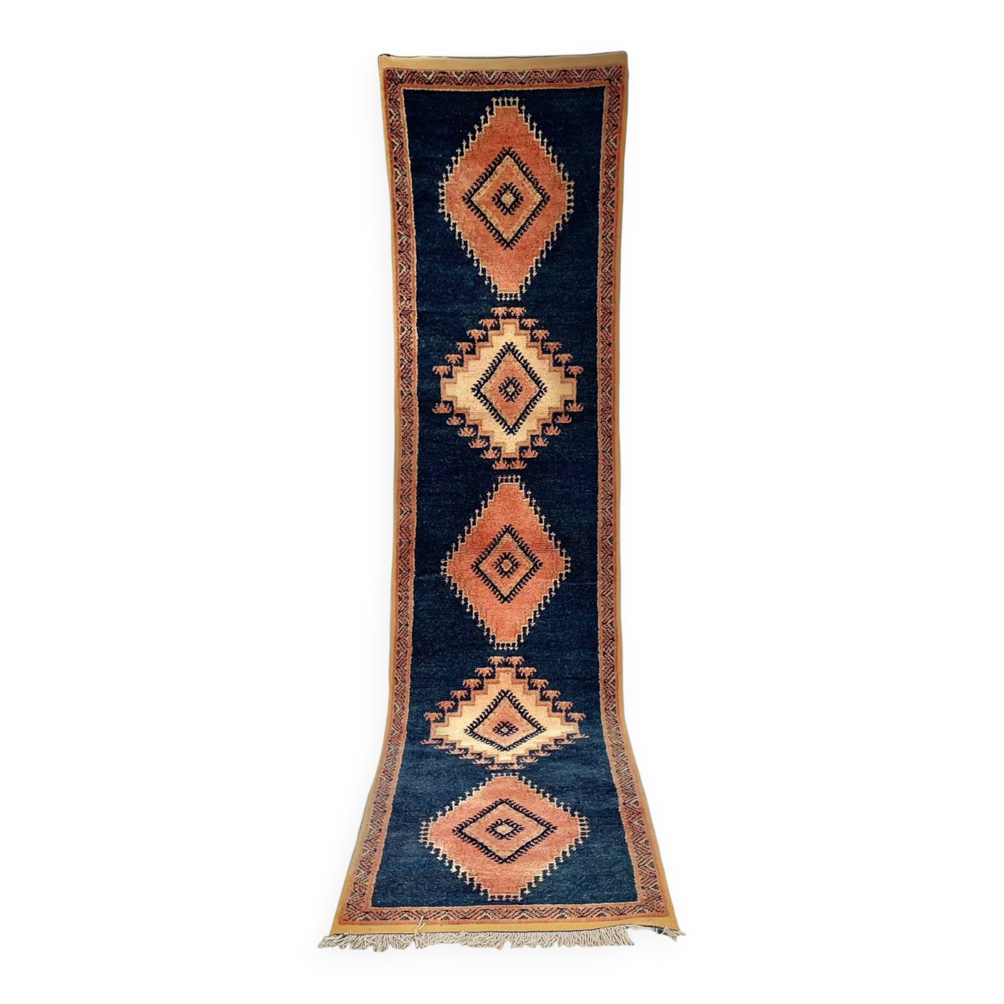 Taznakht blue moroccan wool runner rug