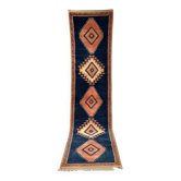 Tapis couloir en laine marocaine bleue Taznakht