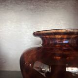 Amber smoked glass vase known as tortoiseshell, 1970s design.