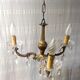 3-burner chandelier in brass and glass – 70s/80s