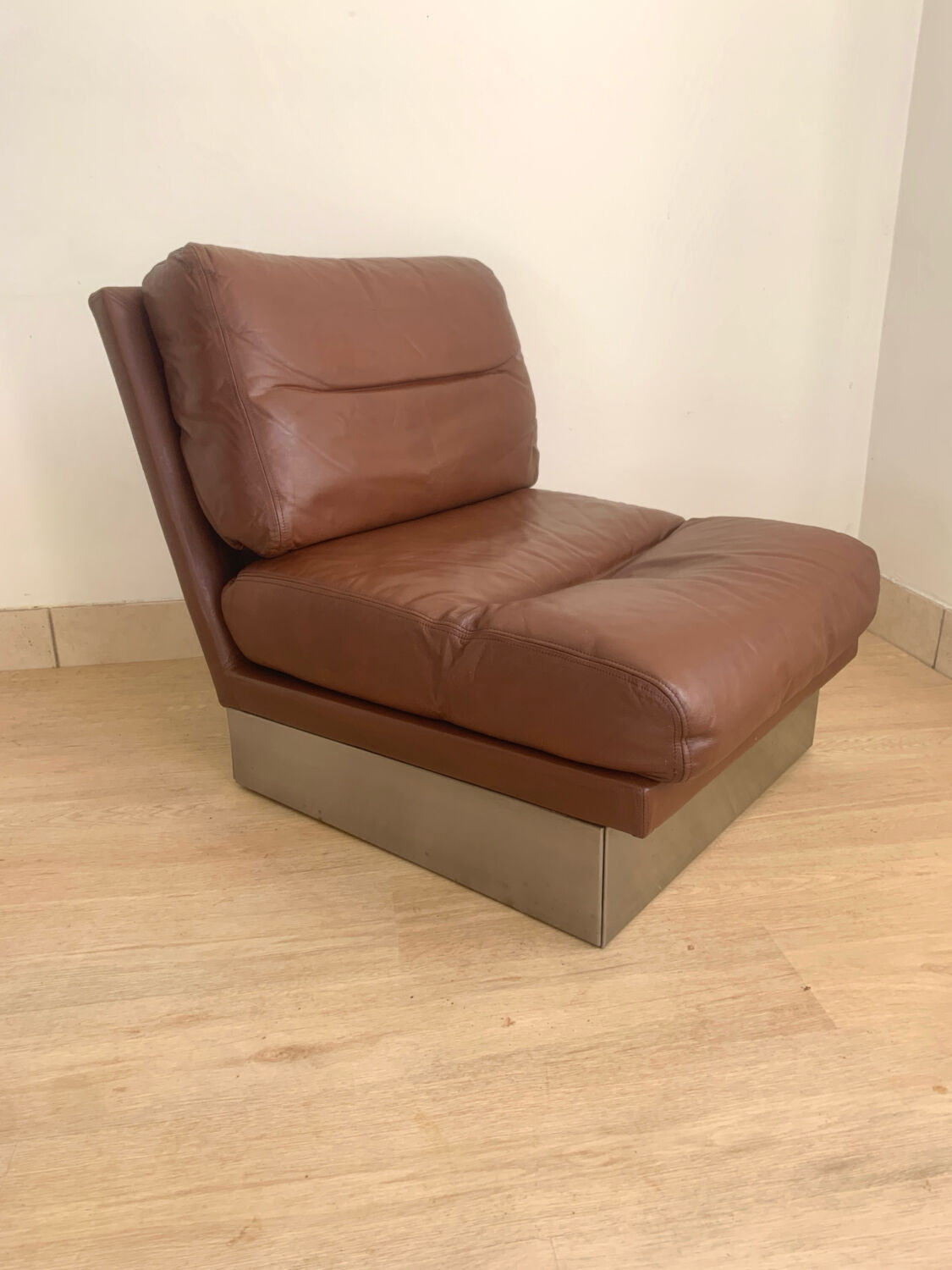 Vintage leather armchair Jacques Charpentier
