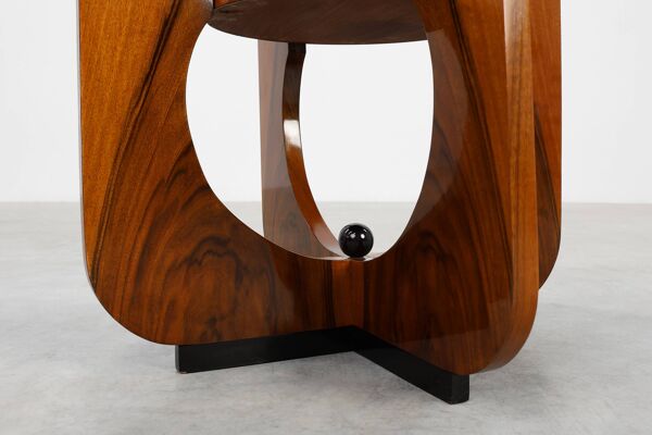Table d'appoint, table basse ronde Art Déco en bois, France années 1920