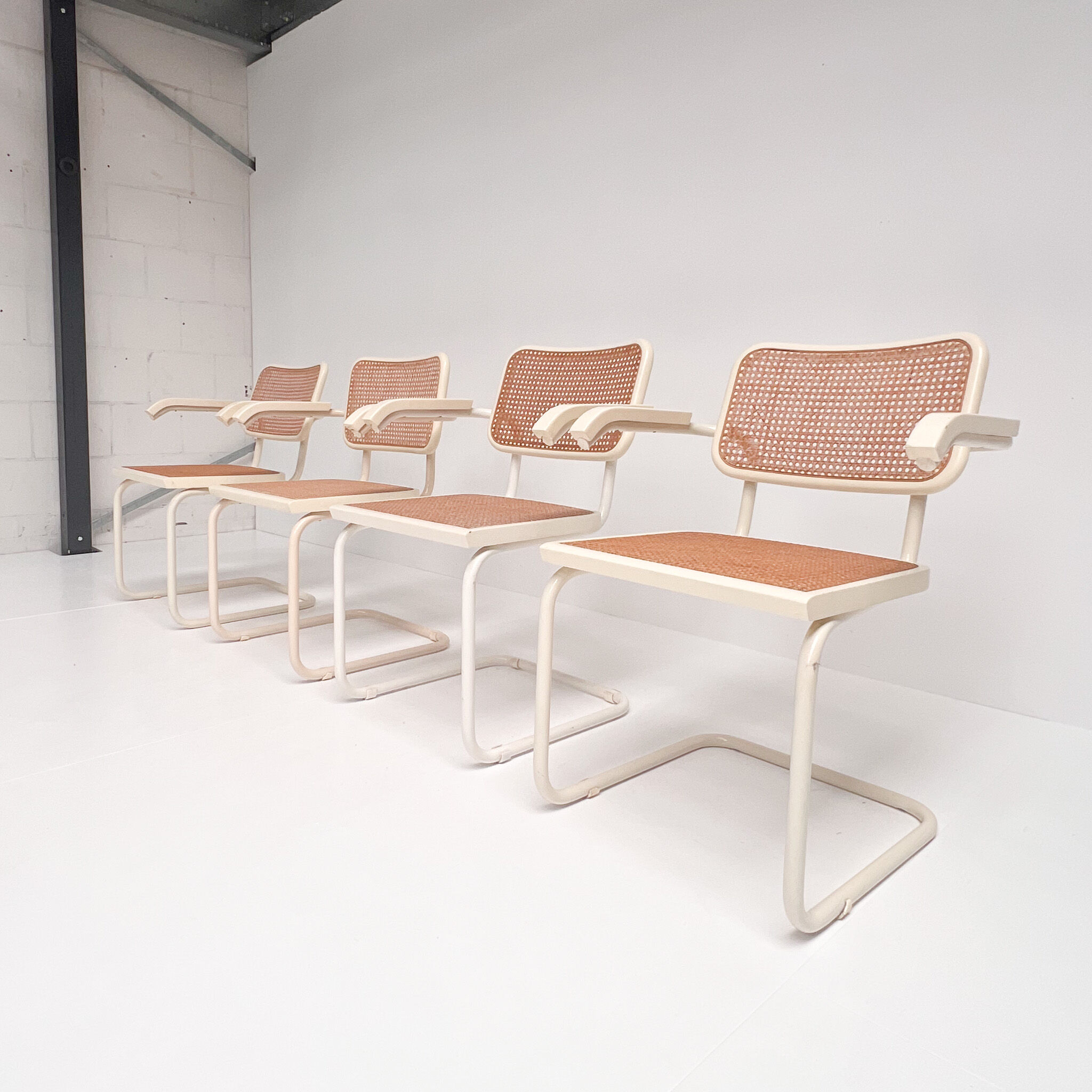 Set of 4 webbing Italian design chairs, 1980s