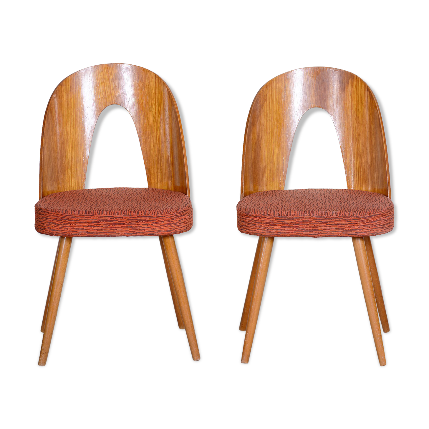 Pair of Mid Century chairs made in 1950s Czechia, designed by Antonín Šuman