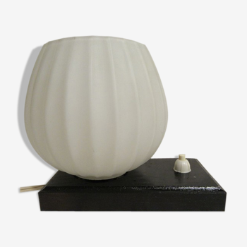 Light pleated white opaline and wood 1960