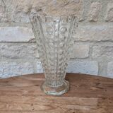 Ancien vase en verre pressé style art deco sklo union
