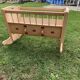 Child's cradle in pine painted pink and red, Hungary - 1920s, vintage style