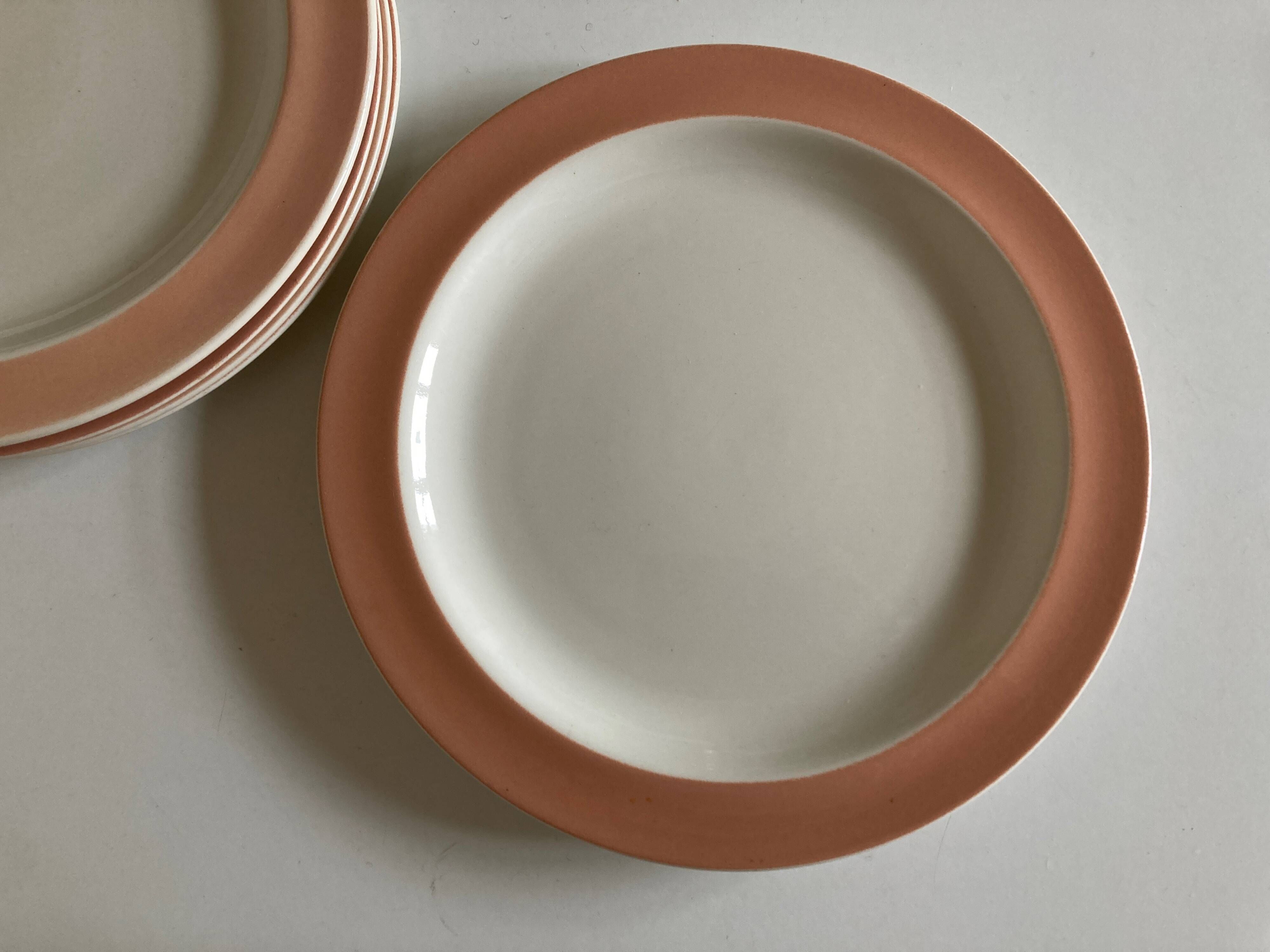 Set of 6 flat plates 1958 mid century Boch Frères Keralux Belgium