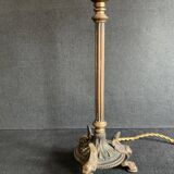 Napoleon III lion paw lamp, bronze tripod lamp