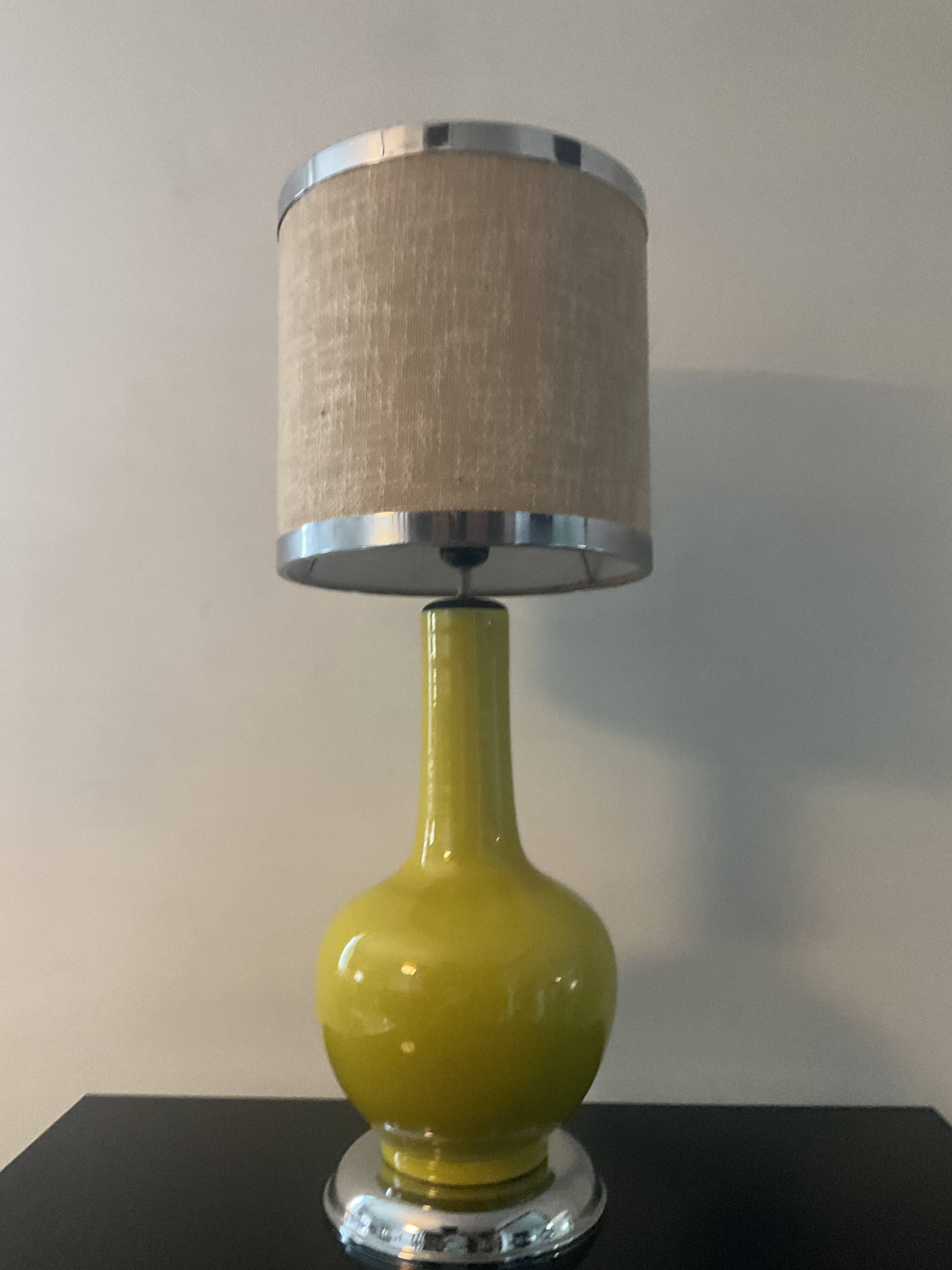 Vintage ceramic and chrome metal lamp from the 60s and 70s