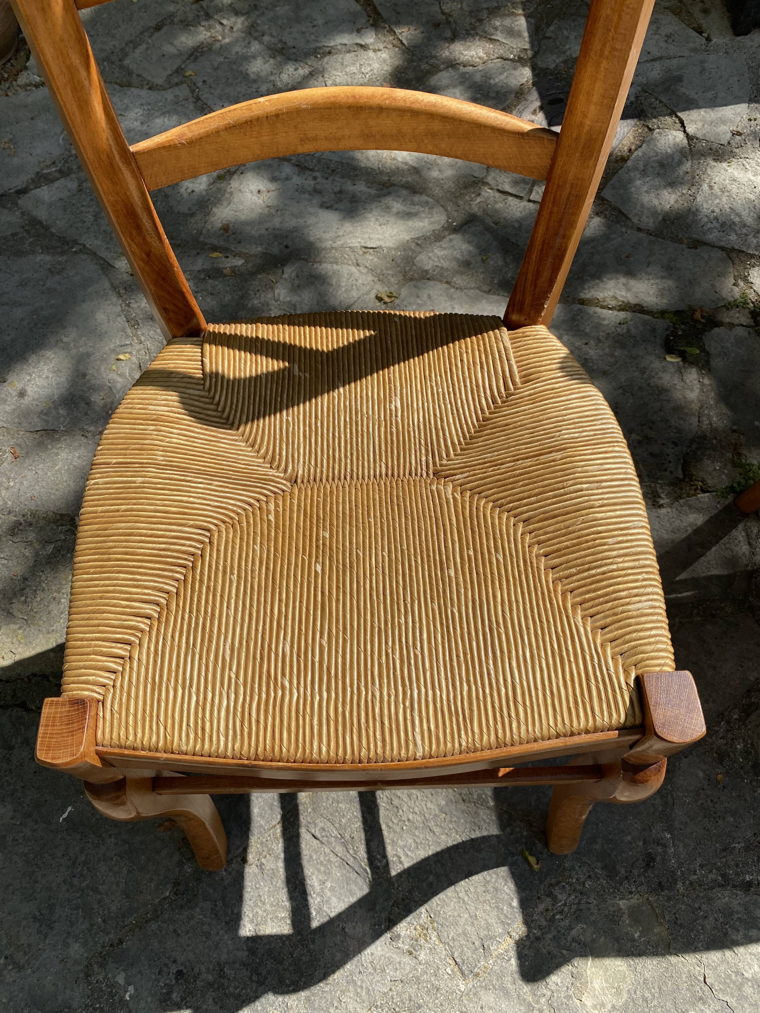 Set de 6 chaises en paille