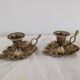 Pair of brass candle holders in the shape of a leaf – 1960s
