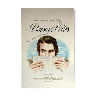 Original 1968 vintage cinema poster stolen kisses François Truffaut new wave entilée
