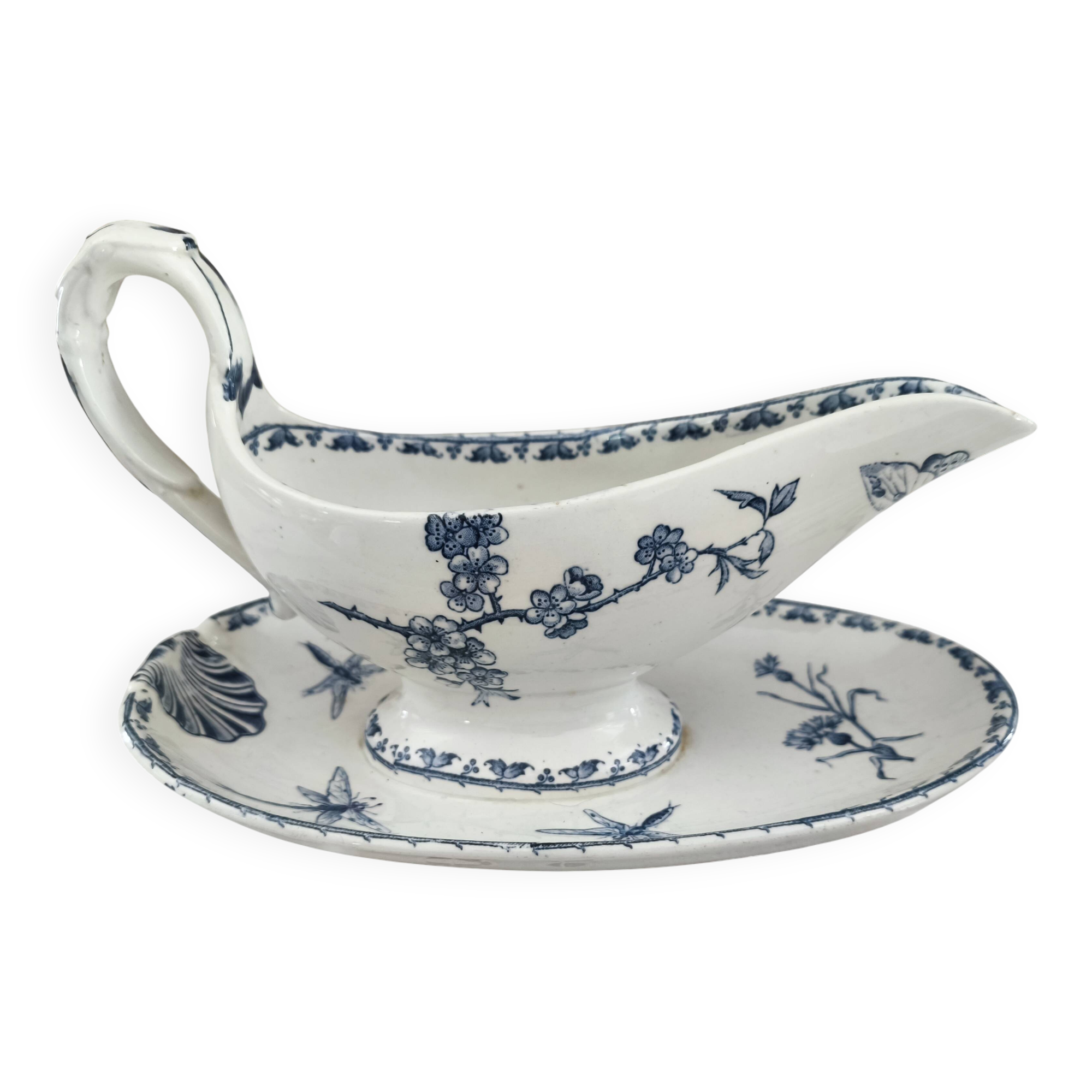 Sarreguemines Iron Earth Sauceboat on Frame, Carmen Model