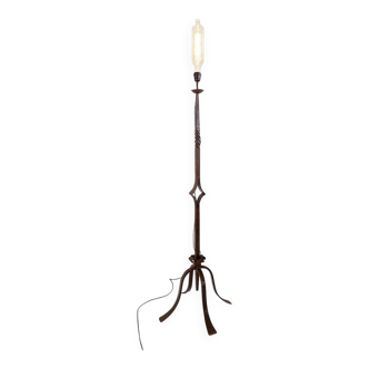 Brutalist wrought iron floor lamp