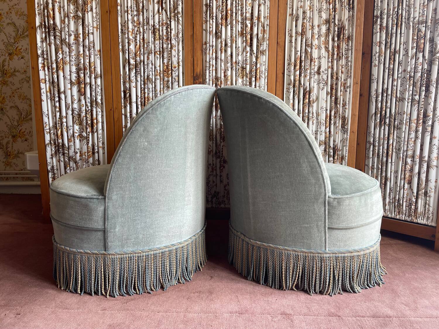 Old sky blue toad armchairs