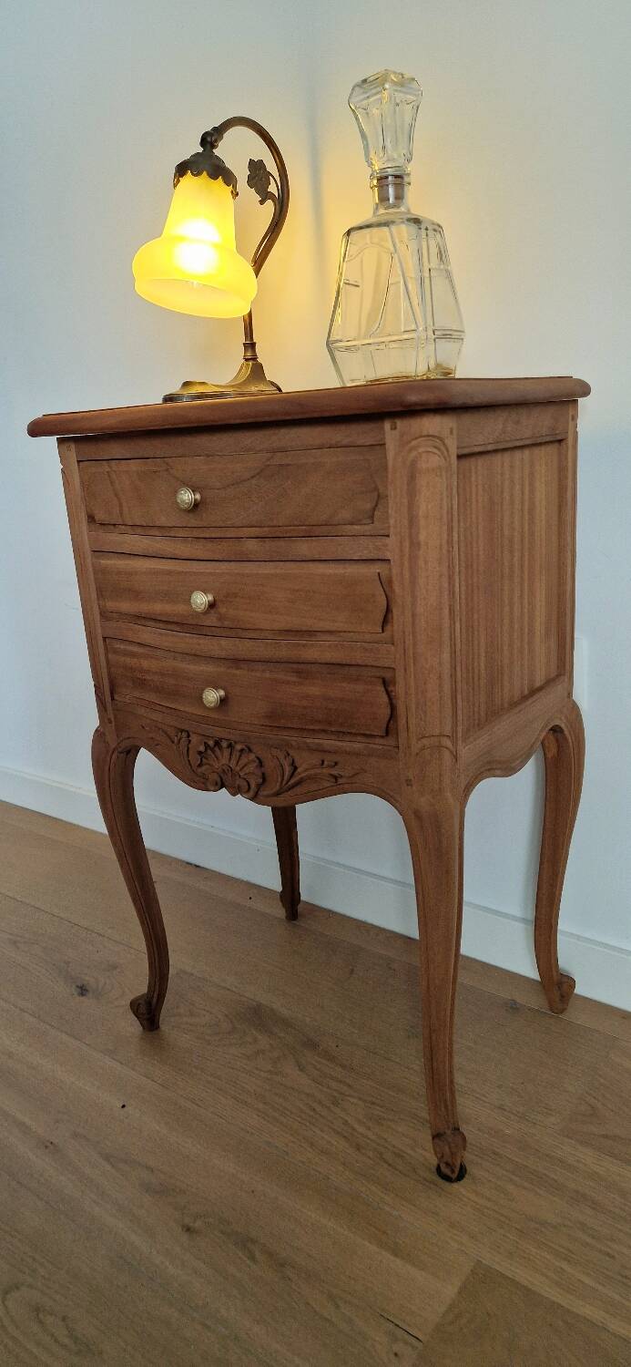 Louis XV style wooden bedside chest of drawers