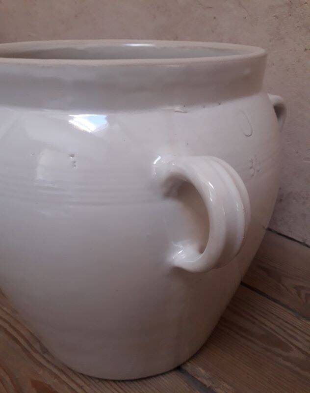 Grease pot salting pot H47cm in enamelled stoneware