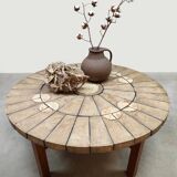 Danish vintage round stone coffee table 'Natures spirit'
