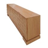 Italian Oak Wood Sideboard with Hand Carved Patterns in the Doors, Italy
