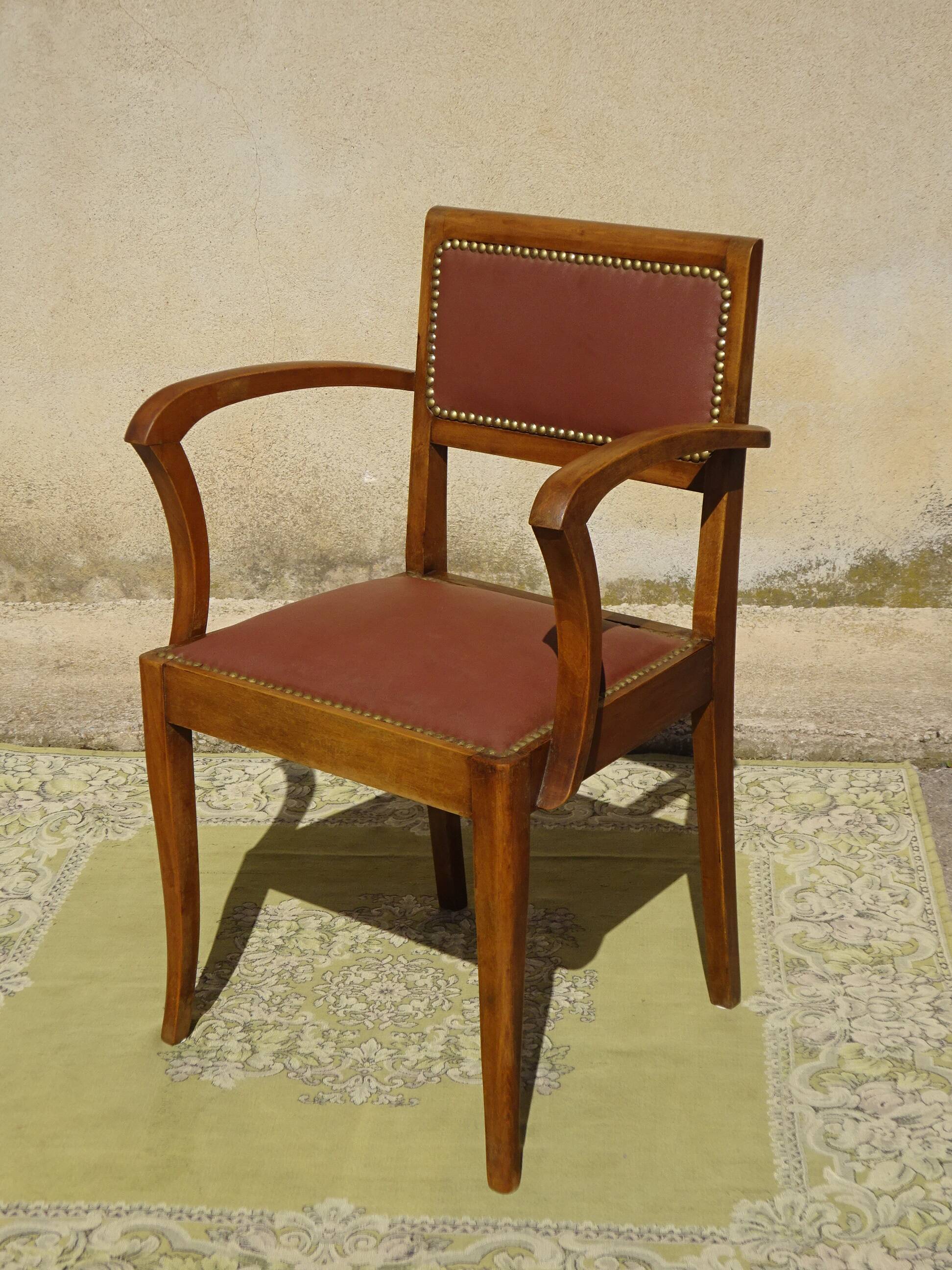 Art Deco bridge chair with 2 matching chairs