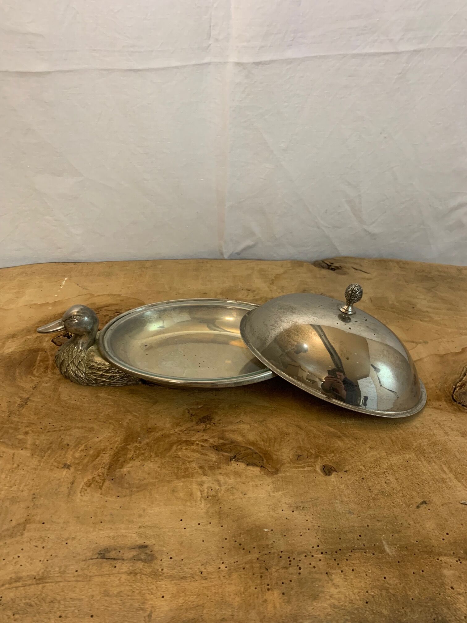 Foie gras display in metal and glass