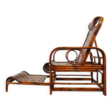 Mid century rattan and bamboo garden chair, 1950s