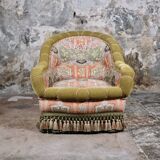 Paire de fauteuils Napoléon III en tissu Etro, France, fin XIXe