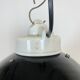 Industrial black enamel lamp with porcelain top, 1950s