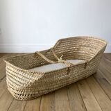 Removable wicker cradle / bassinet on bamboo casters 1950s