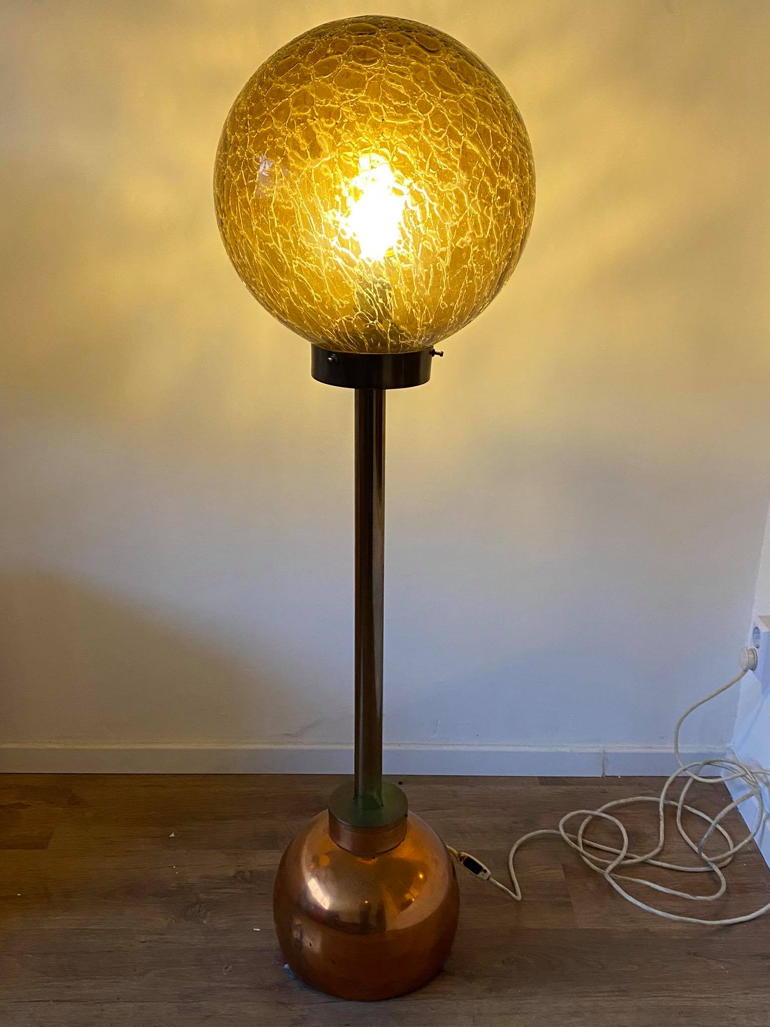 Art Deco style  Floor Lamps With Round Glass Shade, 1950s