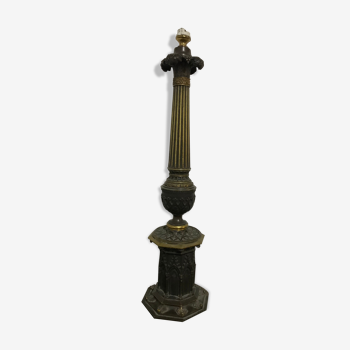 Pied de lampe en bronze Néogothique XIXème