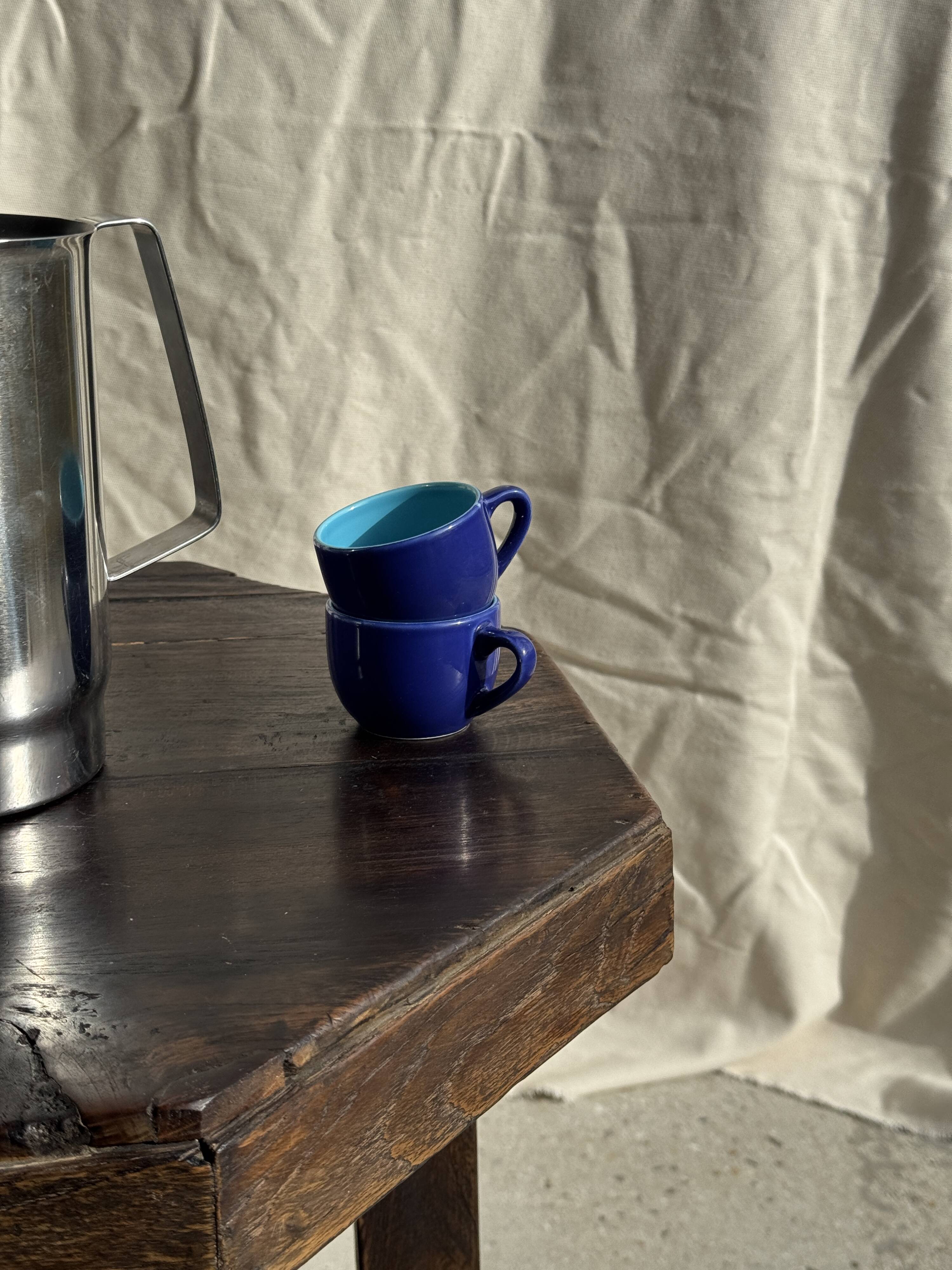 Set of 12 small vintage espresso cups duo in blue Made in Italy