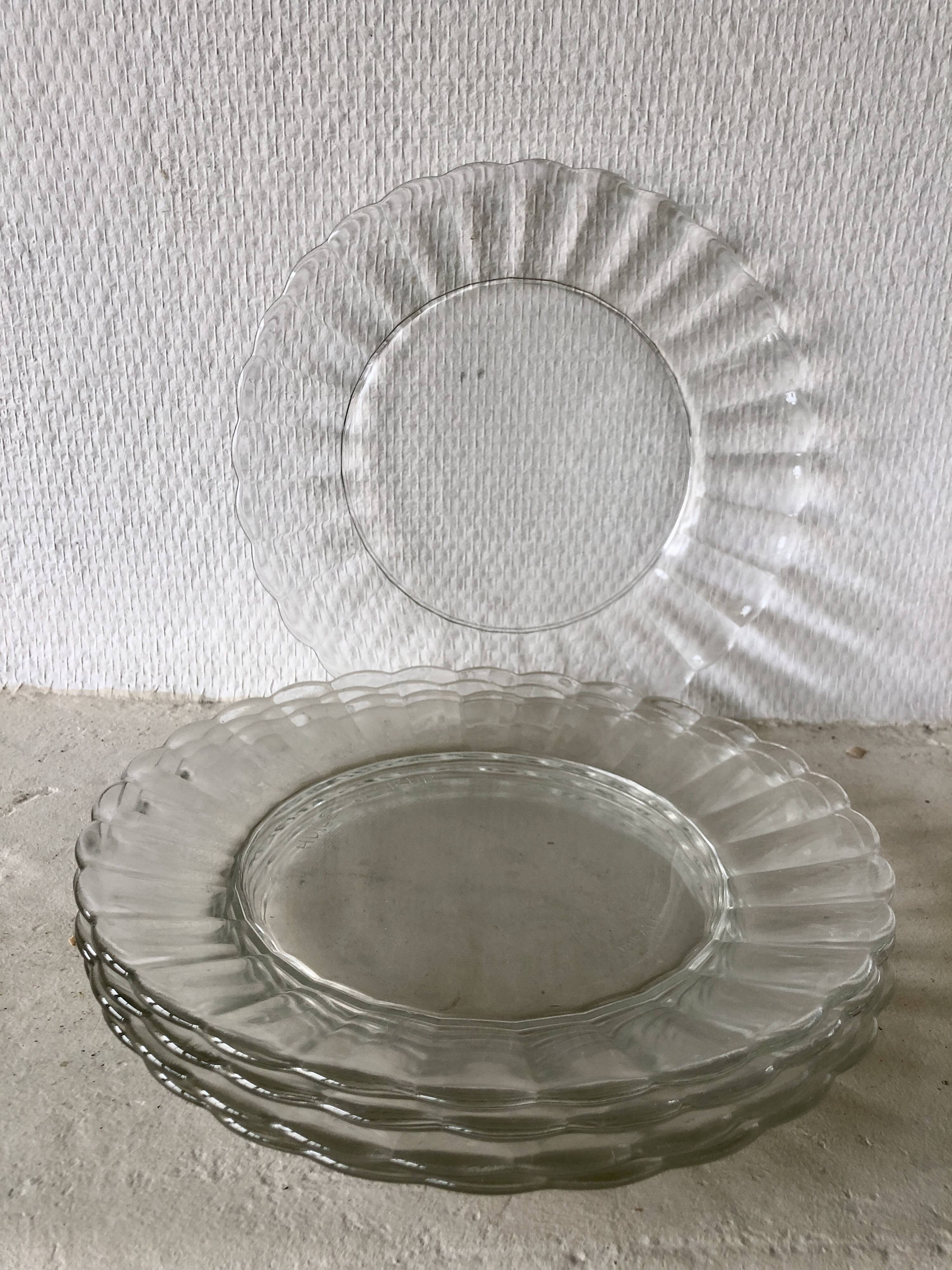 5 Duralex transparent dinner plates