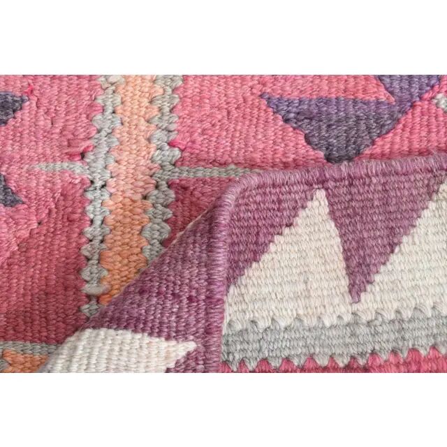 1970s Turkish Oushak Handmade Wool Cotton Pink Runner Rug 95x333