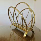 Golden brass magazine rack, Italy, 1950