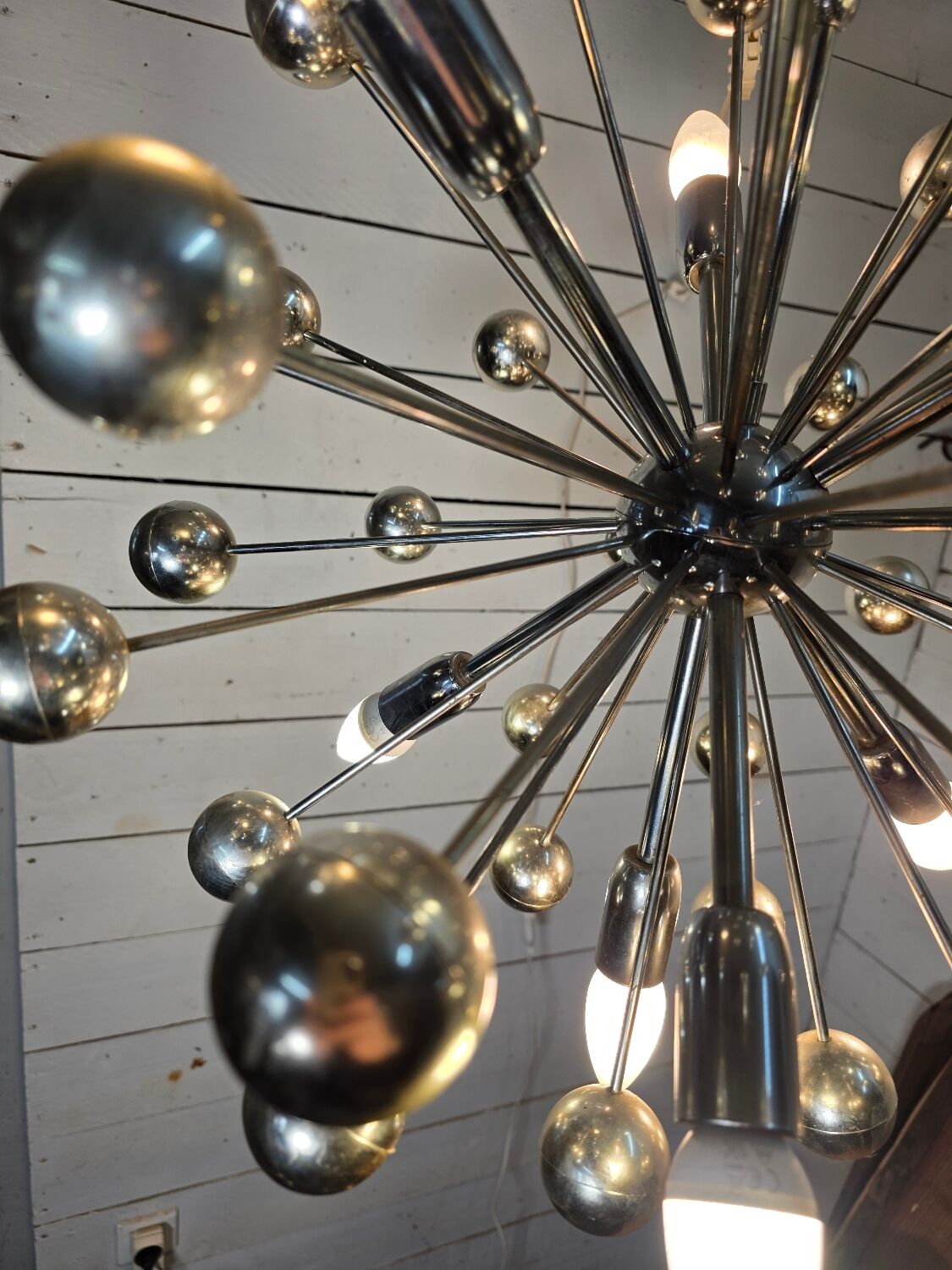 1970s chrome metal Sputnik chandelier