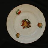 6 flat plates in orchies earthenware. fruit design.