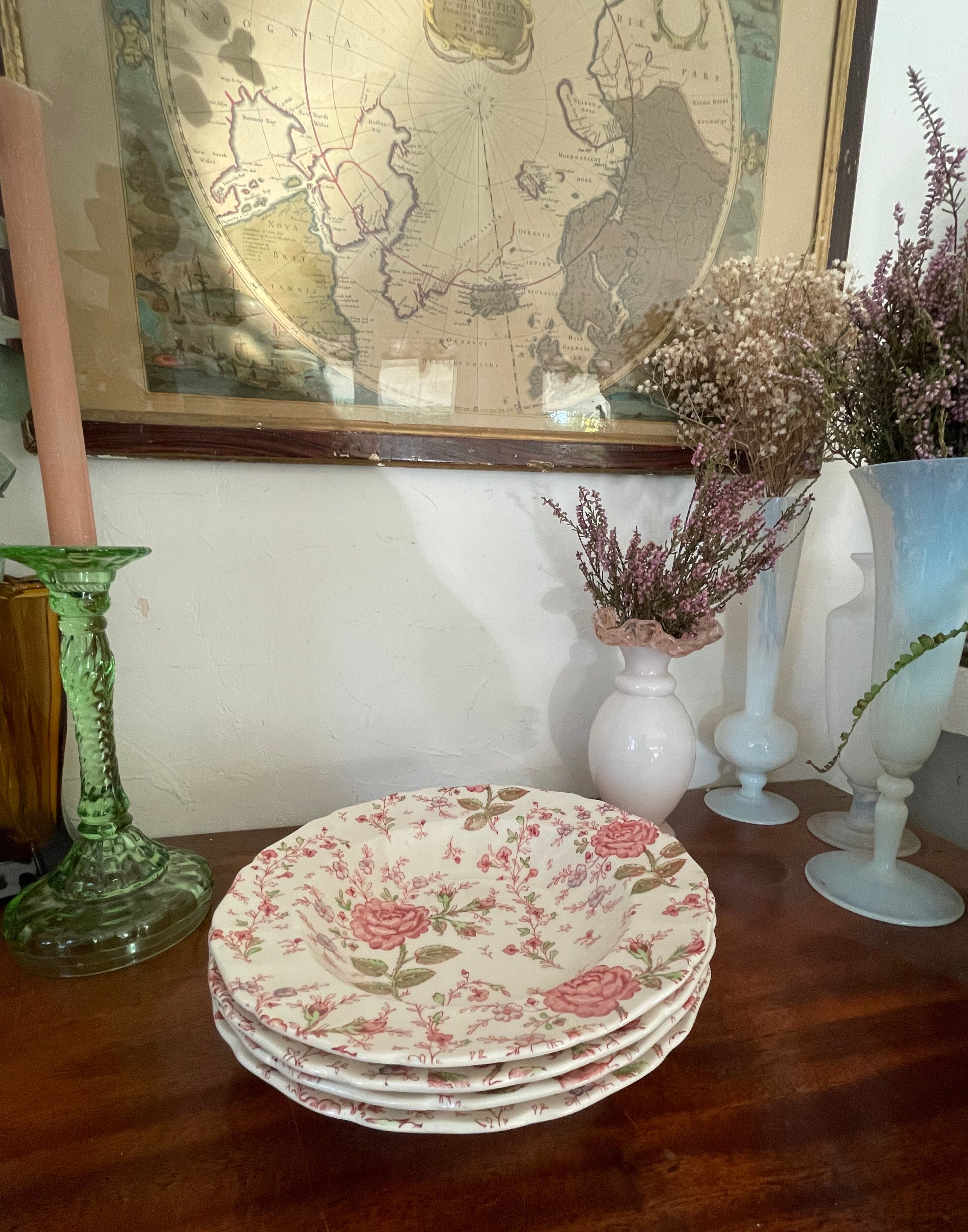 Lot de 4 assiettes creuses Rose chintz Johnson Bros Selency