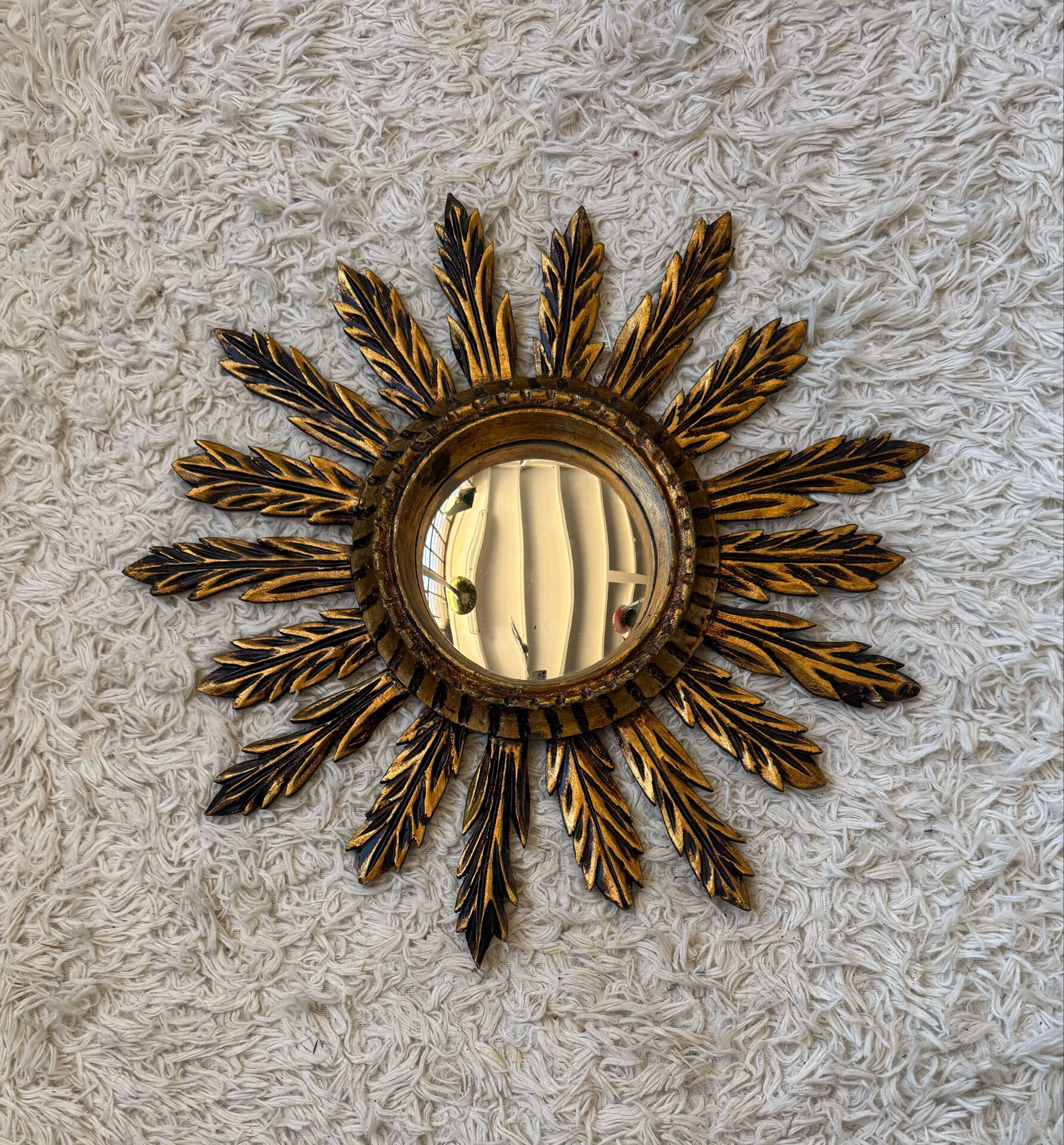 Miroir convexe doré ancien