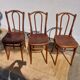 set of 3 curved wooden bistro chairs with patterns