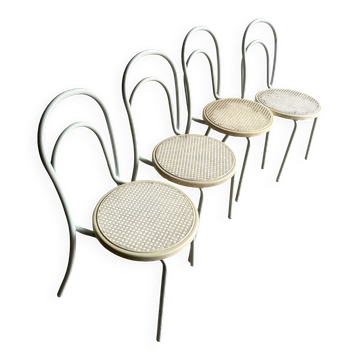 Chaises vintage en métal et plastique, lot de 4