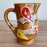 Ceramic pitcher signed Poët Laval Turban 70s