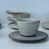 Modular Indonesian ceramic tableware service (6 elements + cups)