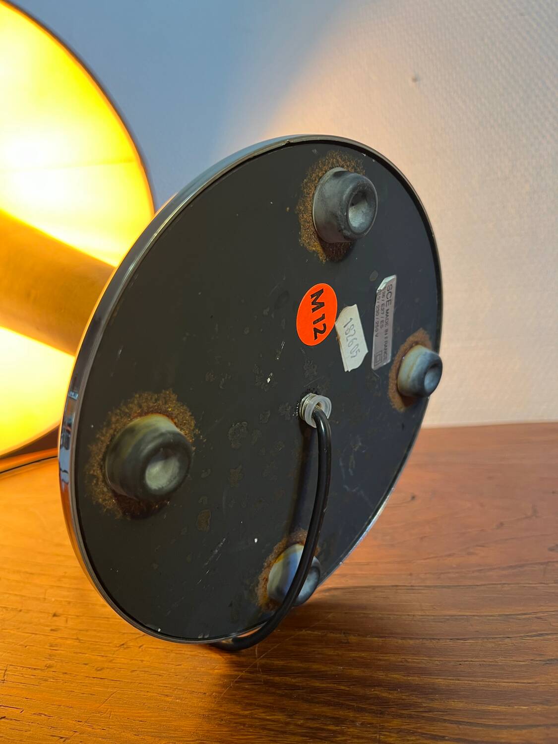 Art Deco table lamp in wood and silver metal