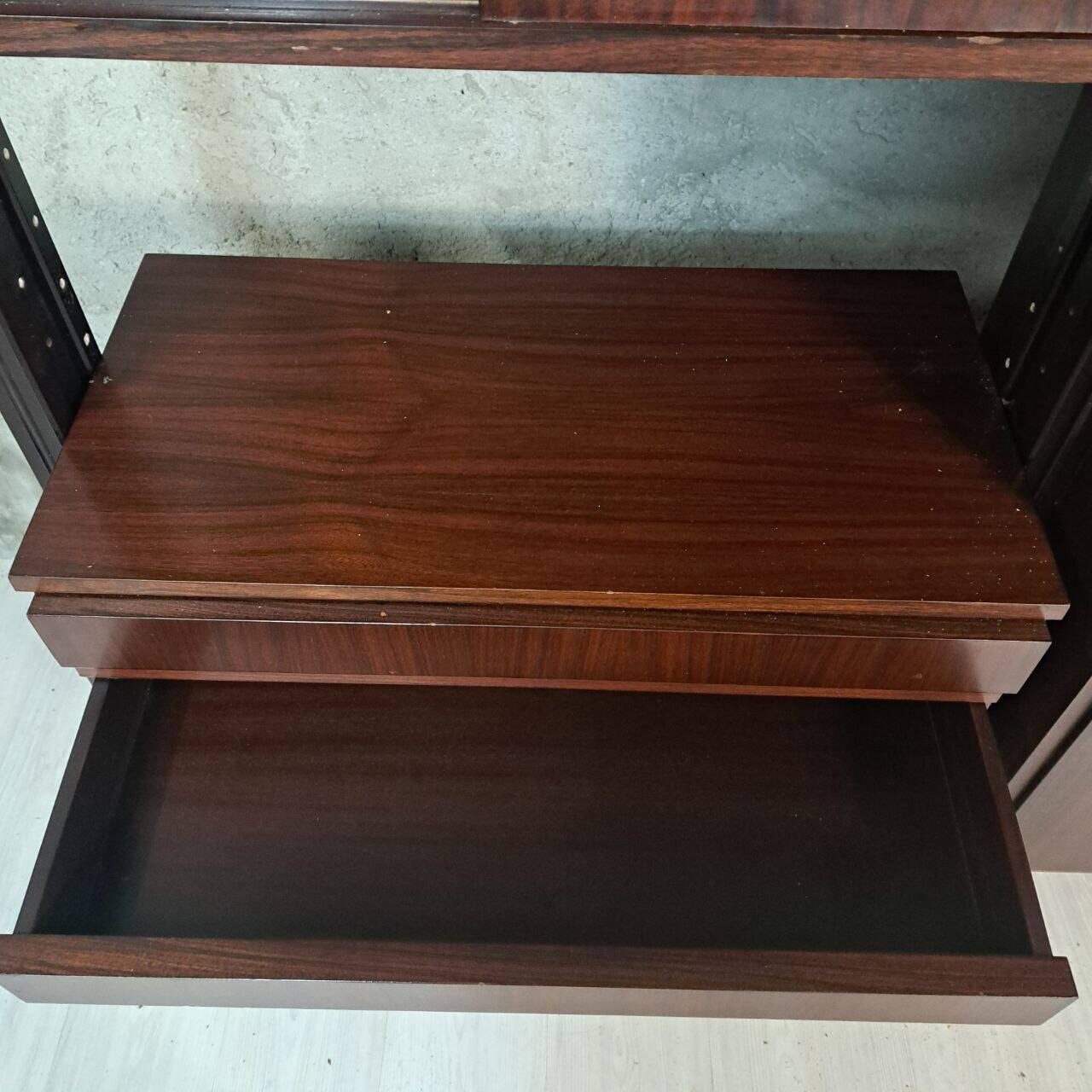 Libreria modulare terra altezza regolabile vintage anni 70, dadi en ottone