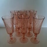 8 Rosaline Luminarc champagne flutes from the 1970s.