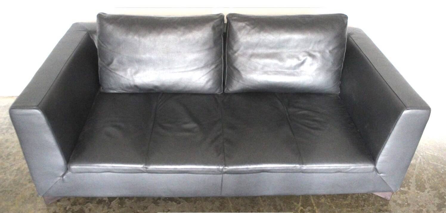 Feng black leather sofa by Didier Gomez for Ligne Roset
