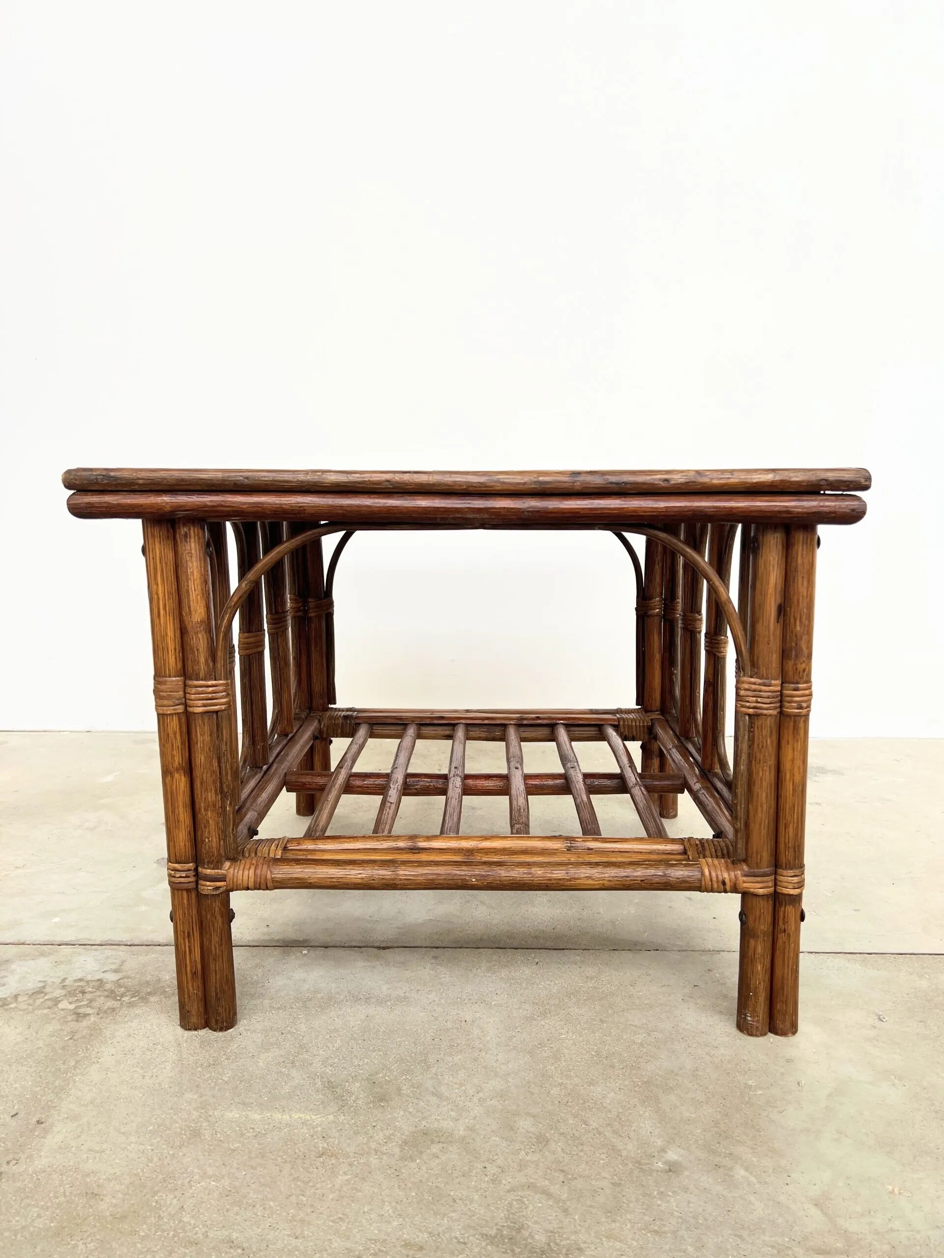 Square Coffee Table in Rattan & Bamboo – Removable Top